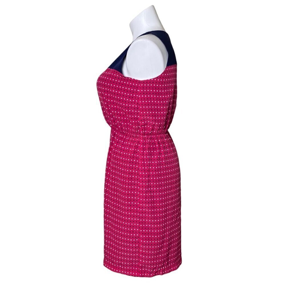 Tommy Hilfiger Polka Dot Elastic Waist Dress, Navy Pink Sleeveless Women's Size - Picture 6 of 10
